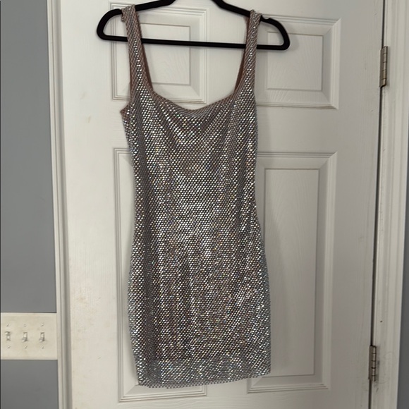 babyboo Dresses & Skirts - Silver Sequin Sleeveless Bodycon Mini Dress